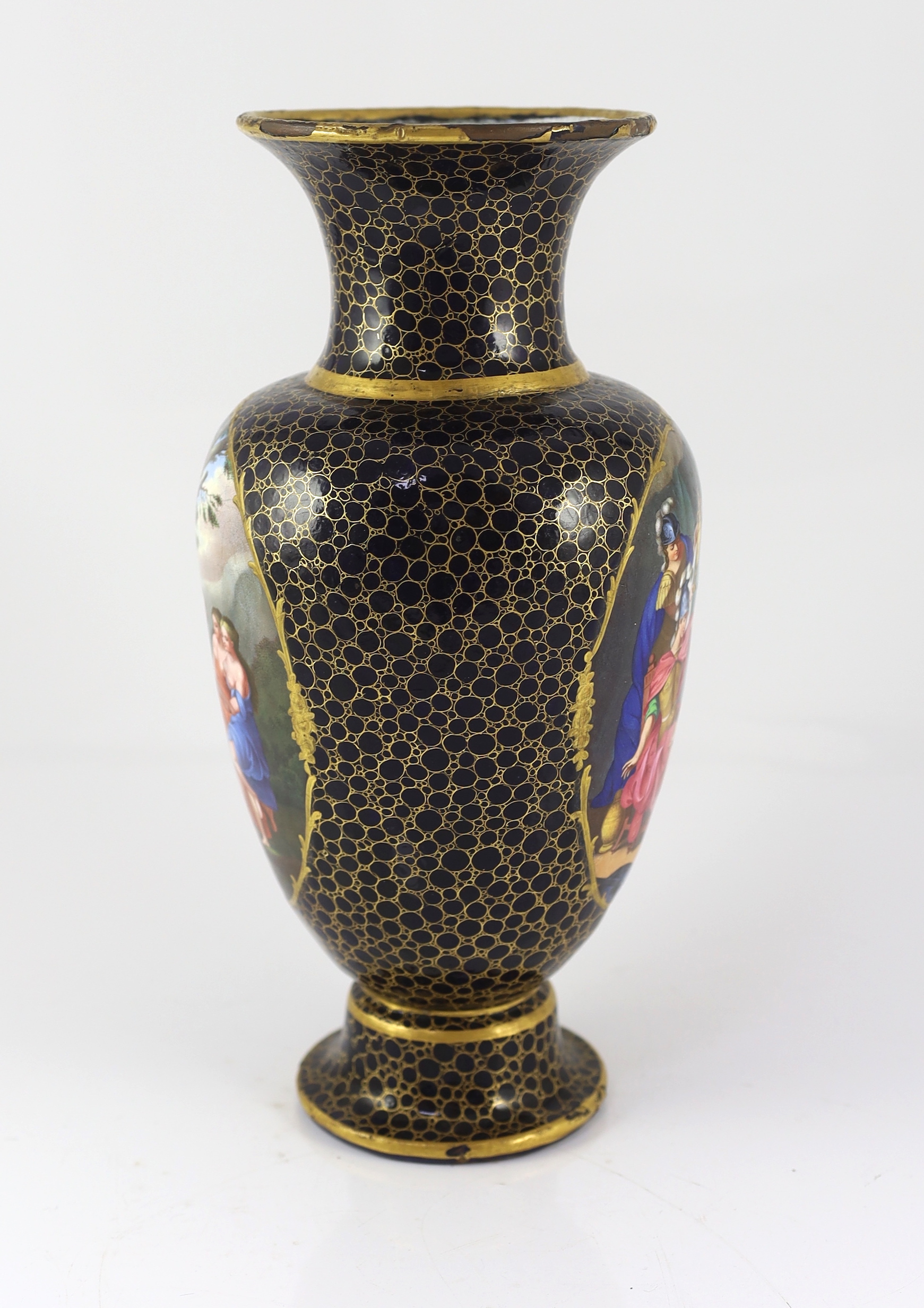 A rare neo-classical enamel on copper vase, probably Vienna 18th/19th century